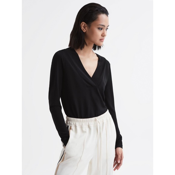 Reiss Long Sleeve Wide V-Neck Sweater
